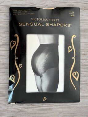 NWT Victorias Secret Sensual Shapers Sable Silky Sheer Control Pantyhose L